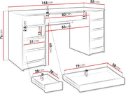 Escritorio Mirjan24 Ada Bis, 9 cajones, escritorio para estudiantes, mesa de ordenador, An:Al:Pr 154x76x55 cm, escritorio infantil, mesa de trabajo, mesa para PC, habitación juvenil, habitación infantil (Nuez Okapi)