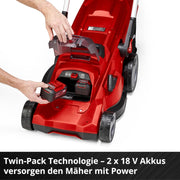 Cortacésped inalámbrico Einhell RASARRO 36/42 Kit Power X-Change (36V, 42 cm de ancho de corte, hasta 725 m², motor sin escobillas, caja colectora de 50L, función de mulching, incl. 2x 5,2Ah + 1x cargador doble)