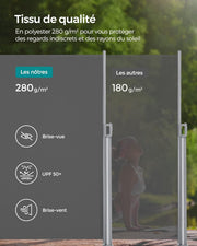 SONGMICS Toldo lateral de aluminio extensible 160 x 350 cm, biombo, protección solar, opaco, para balcón, terraza, jardín, antracita GSA165G
