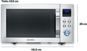 Microondas 4 en 1 SEVERIN "Crispy Wave", función de convección hasta 230 °C, freidora de aire, microondas, horno y grill, temporizador de 95 min, potencia máx. 2150 W, 25 L, plata/acero inoxidable, MW 7982