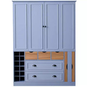 Despensa de cocina independiente Whisen de 71'' de altura, armario de almacenamiento grande para comedor, alacena con 4 puertas plegables, estantes y botelleros