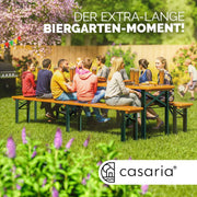 Set de mesa y bancos plegables para cervecería, 220 cm, madera, 2 bancos, 1 mesa, capacidad hasta 10 personas