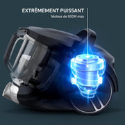 Aspirador sin bolsa Rowenta Compact Power XXL, motor de bajo consumo de 900 W máx., alto nivel de filtración, depósito de polvo XXL de 2,5 L, compacto RO4B23EA, color burdeos