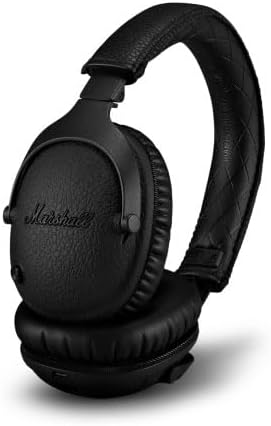Auriculares inalámbricos Bluetooth Marshall Monitor II con cancelación activa de ruido híbrida, tipo diadema, 30 horas – Negro