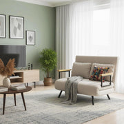 HOMCOM Sofá cama 4 en 1, sofá de 2 plazas con función de cama, 183 x 98,5 cm, sofá plegable con respaldo ajustable en 5 niveles, cojín lumbar y aspecto de terciopelo para salón, beige