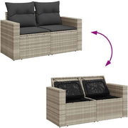 vidaXL Conjunto de sofás de jardín de 5 piezas con cojines gris claro de poliratán, conjunto de sofás de exterior, conjunto de sofás de exterior, set de salón de jardín, conjunto de sofás de jardín