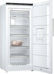Congelador Siemens GS54NAWCV iQ500, 176 x 70 cm, 327 L, noFrost nunca más volver a descongelar, bigBox espacio para alimentos congelados grandes, varioZone estantes y cajones de cristal flexibles, Blanco