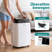 Aire acondicionado portátil SereneLife de 4 kW y 9000 BTU – Unidad de aire acondicionado silenciosa de 52 dB para dormitorios de hasta 20 m², enfriamiento agradable en días calurosos, con deshumidificador, ventilador y control remoto