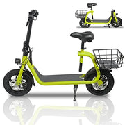 Patinete eléctrico plegable para adultos con asiento, motor sin escobillas de 450 W, neumáticos todoterreno de 12 pulgadas, autonomía de 32 km, ligero y portátil.