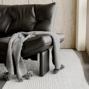 Sillón decorativo de chenilla sin brazos, tapizado, negro contemporáneo
