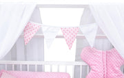 Set completo de cuna Baby Delux, cama casita de 60x120 cm, color blanco, con cajón, barrera anticaídas, colchón, ropa de cama y set de decoración (Prince Stars)