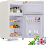 Refrigerador con congelador Merax, combinación frigorífico-congelador, frigorífico pequeño con 51L y congelador de 21L, silencioso, LED, estantes de vidrio, cajón para verduras, estantes en la puerta, para cocina, sala de estar, oficina, negro
