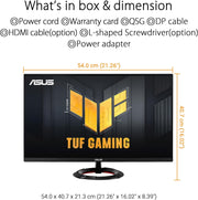 Monitor gaming ASUS TUF Gaming VG249Q3R – 23,8 pulgadas, Full HD (1920x1080), 180 Hz, Fast IPS, Extreme Low Motion Blur™, 1ms (GTG), FreeSync™, Variable Overdrive, 100% sRGB