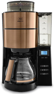 Melitta AromaFresh - Cafetera de filtro - con jarra de cristal - molinillo integrado - función de temporizador - 10 tazas - Negro puro