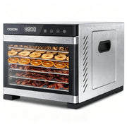 Deshidratador de alimentos CP267-FD 650 W, 6 bandejas de acero inoxidable, 35-75 °C, temporizador de 48 horas, pantalla LED