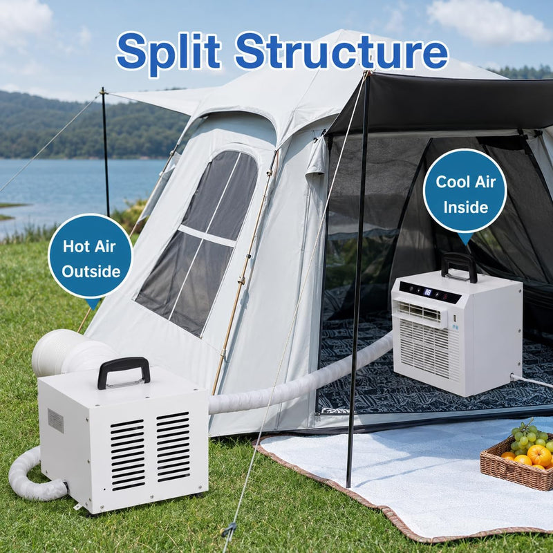Aire acondicionado split 3000 BTU, enfriador de ambiente portátil con panel táctil y control remoto, temporizador de 24 horas, asa superior, diseño para el hogar, oficina, camping, sin montaje