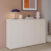 Cómoda Forte Alice Springs 150 155, aparador grande con 3 puertas de armario, pasillo, salón, dormitorio, madera de ingeniería, beige cachemira, 154,2 cm de ancho x 99,1 cm de alto x 34,9 cm de profundidad
