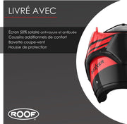 Casco ROOF Boxxer con doble homologación Jet/Integral - Color Sting Negro Rojo - Casco de gama alta en fibra de vidrio - Apertura secuencial con una mano - Oferta directa de fábrica - Garantía de 4 años