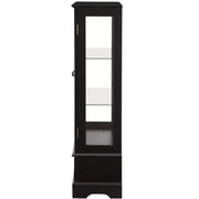 Vitrina de cristal iluminada con estantes ajustables: elegante vitrina de 2 puertas con cajón integrado, incluye bombilla