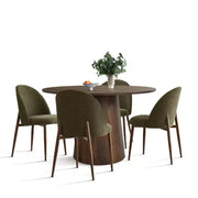 Juego de comedor redondo de 5 piezas, mesa con pedestal de 46 pulgadas en tono nogal y sillas tapizadas sin brazos, para rincones de desayuno - Panipeachy