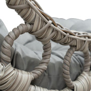 Sillón colgante con soporte y cojines, tejido a mano, silla colgante de ratán, hamaca, cesta colgante, muebles de jardín, muebles de balcón, columpio colgante Bodrum (blanco)