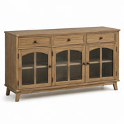 Aparador de madera maciza de roble con cristal estriado
