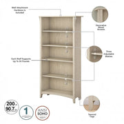 Librero alto de 5 estantes Salinas (juego de 2) de Bush Furniture