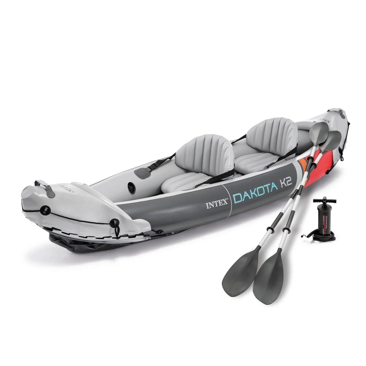 Kayak inflable de vinilo para 2 personas Intex Dakota K2 2025, con remos y bomba – Caja abierta