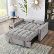 Sofá Cama Biplaza 4 en 1 con Apoyabrazos y Bolsillos de Almacenamiento, Sofá Cama Extraíble Tapizado Multifunción con Respaldo Ajustable