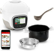 Moulinex Cookeo Touch Wifi Mini, multicocina inteligente de alta presión, 3 litros, 100 recetas integradas y recetas gratuitas vía Wifi, pantalla táctil, YY5132FB, Blanco