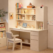 Escritorio para computadora portátil con estante, escritorio grande para oficina en casa, estación de trabajo con gabinete, mesa de estudio moderna con estante de almacenamiento (Tamaño: 120x45x165cm, Color: Blanco)