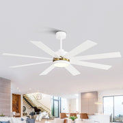 Ventilador de techo negro de 65 pulgadas y 8 aspas con luz y control remoto