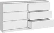 Cómoda CDF de 6 cajones, cómoda de dormitorio blanca, mueble armario de almacenamiento espacioso para salón u oficina, diseño moderno y espacioso, fácil de instalar, 40x75x138 cm, mueble para ropa