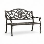 Banco de jardín de hierro fundido negro 126 cm
