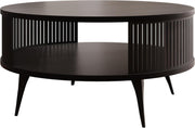 Mesa de centro Mirjan24 Rajkon con estante, forma redonda, patas de metal, mesa de café, mesas de salón, mesa auxiliar, mesa de sofá, mesa de té (Negro Molet, Negro)