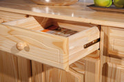Inter Link - Cómoda de estilo rústico - Aparador - Aparador buffet - Estilo rústico - Mueble auxiliar - Pino macizo - 3 puertas - 3 cajones - Natural lacado - Abaco