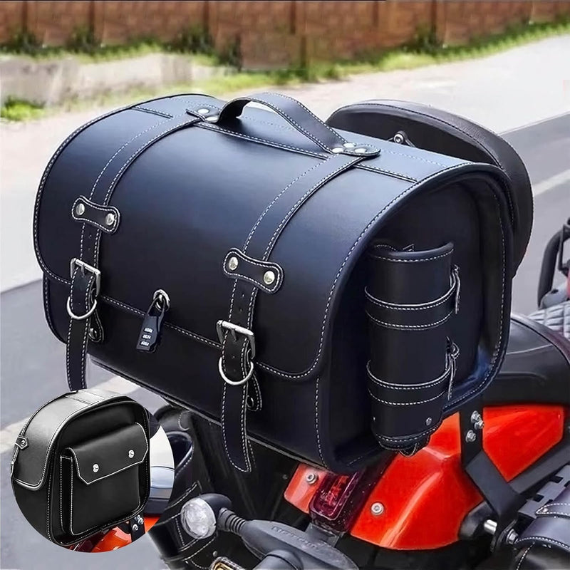 Top case de moto retro, baúl universal grueso e impermeable, maleta de viaje con cerradura de combinación de seguridad y asa de transporte, maleta de almacenamiento para casco de moto, aspecto elegante