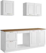 Vente-unique - Cocina completa - con encimera de 200 cm - Blanco y Natural - CELOMIA