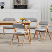 Sillas de comedor plegables y apilables de madera con asientos acolchados (juego de 4)