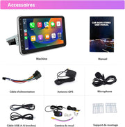 Autorradio Hexinex Android 13 Universal 1 DIN | Pantalla táctil HD de 10 pulgadas | 2 GB + 32 GB | Compatible con CarPlay y Android Auto | Cámara de visión trasera incluida | GPS, WiFi, Bluetooth, FM RDS, control al volante