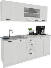 Cocina lineal Riga, blanco, L 200 cm