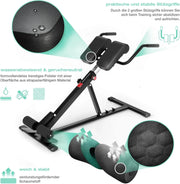 Entrenador de abdomen y espalda BRT150, banco de pesas multifuncional 6 en 1 ajustable para entrenamiento de fuerza en casa, hasta 130 kg