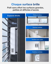 Robot limpiacristales ECOVACS WINBOT Mini, diseño compacto, boquillas dobles con pulverización ultrasónica, sistema de protección de 9 etapas, planificación inteligente de la trayectoria, blanco
