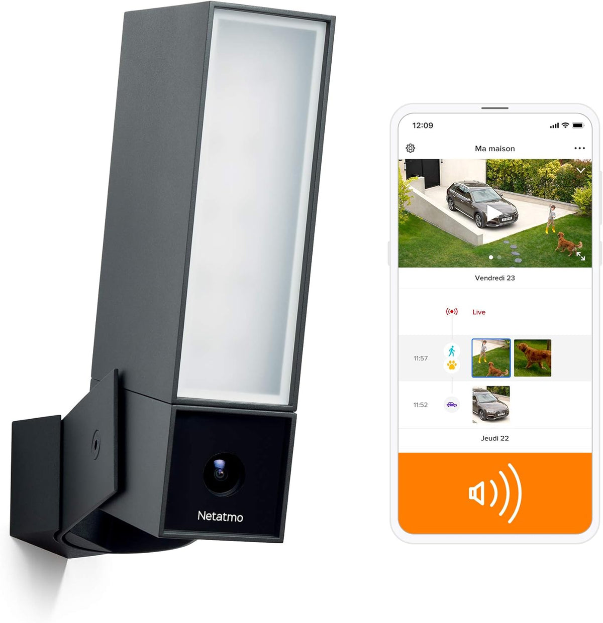 Cámara de vigilancia Netatmo con sirena - Negro - NOC-S-FR