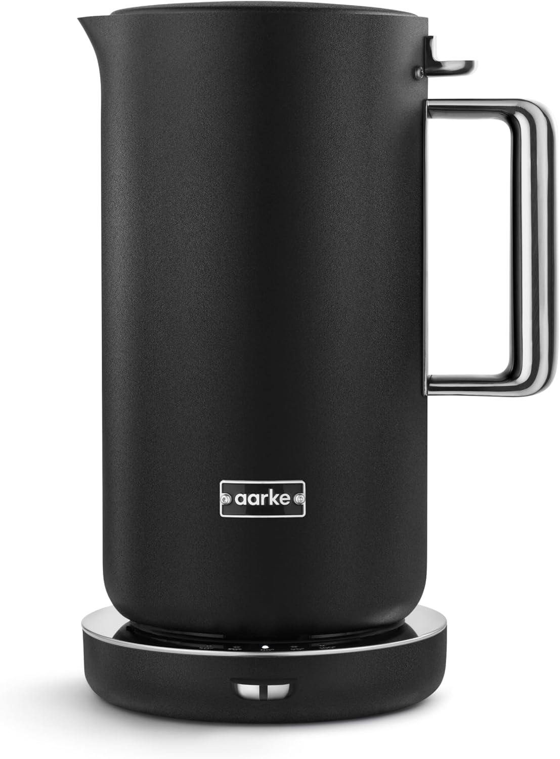 Hervidor de agua de acero inoxidable Aarke negro mate – Hervidor eléctrico de 1,2 L, múltiples ajustes de temperatura, base giratoria de 360°, ebullición silenciosa, boquilla antigoteo