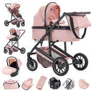Cochecito 3 en 1 Gcarebb, silla de paseo con portabebés, cochecito completo con altura ajustable, cochecito combinado con marco de aluminio para recién nacidos de 0 a 4 años