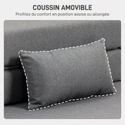 HOMCOM Sillón convertible 1 plaza 3 en 1, sillón cama plegable, sofá individual de lino con asiento amplio, cojín incluido, colchón plegable de 210 cm para invitados, salón, espacios pequeños, gris