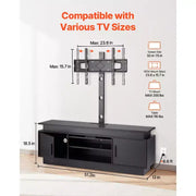 Soporte de TV VEVOR de 52 pulgadas con montaje para televisores de hasta 75 pulgadas, centro de entretenimiento con toma de corriente, altura ajustable, negro