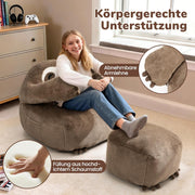 Sillón tipo puf Pamapic con reposapiés, puf tipo perezoso para adultos con relleno, puf ergonómico moderno, sillón lounge, silla tipo puf para interiores para sala de estar, dormitorio, sala de juegos