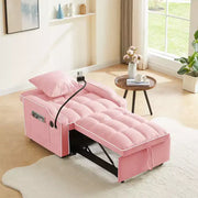 Sillón sofá convertible 3 en 1, sofá cama individual con respaldo ajustable, soporte para teléfono, USB y tipo C - ModernLuxe